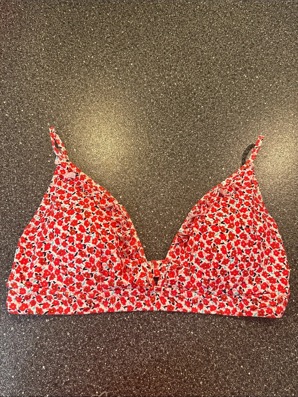 Red Floral High-Waist Bikini Set